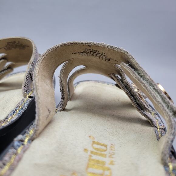 Alegria Venice Fawn Leather Slide Sandals Triple Strap Comfort Size 7 - 7.5 - Picture 9 of 13